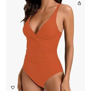 Danga Bay Tummy Control One Piece Swimsuit Size L Orange New With Tag